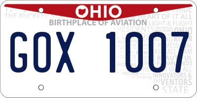 OH license plate GOX1007