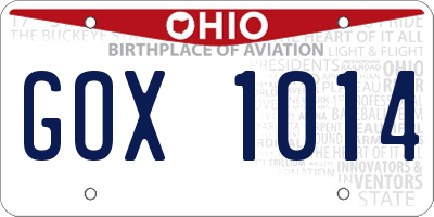 OH license plate GOX1014