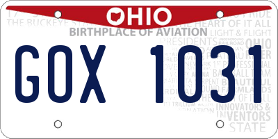 OH license plate GOX1031