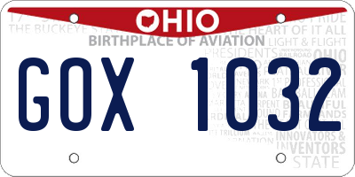 OH license plate GOX1032