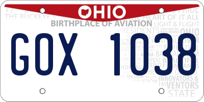 OH license plate GOX1038