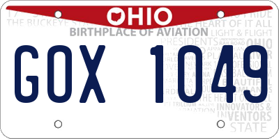 OH license plate GOX1049