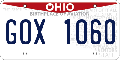 OH license plate GOX1060