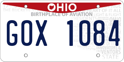 OH license plate GOX1084