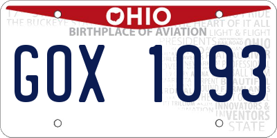 OH license plate GOX1093