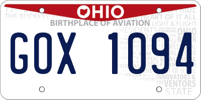OH license plate GOX1094