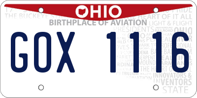 OH license plate GOX1116