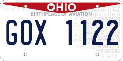 OH license plate GOX1122