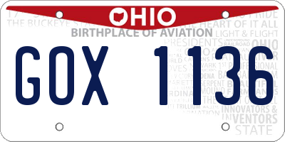 OH license plate GOX1136