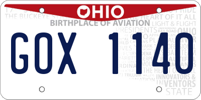 OH license plate GOX1140