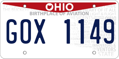 OH license plate GOX1149