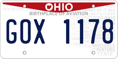 OH license plate GOX1178