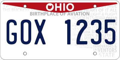OH license plate GOX1235
