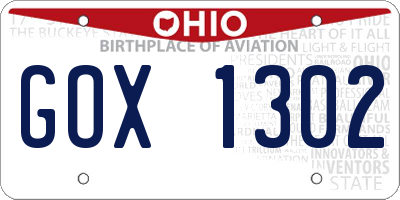 OH license plate GOX1302