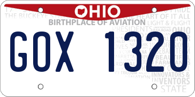 OH license plate GOX1320