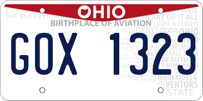 OH license plate GOX1323