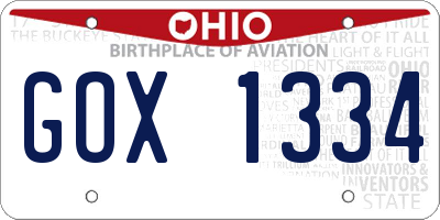 OH license plate GOX1334