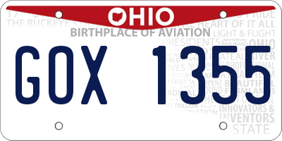 OH license plate GOX1355