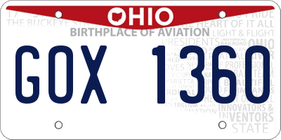 OH license plate GOX1360