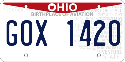 OH license plate GOX1420