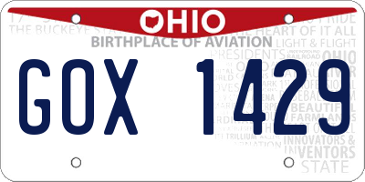 OH license plate GOX1429
