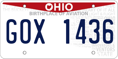 OH license plate GOX1436
