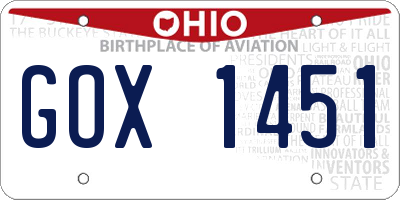 OH license plate GOX1451