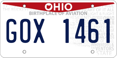 OH license plate GOX1461