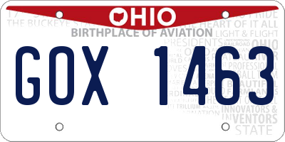 OH license plate GOX1463