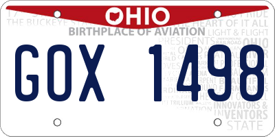 OH license plate GOX1498