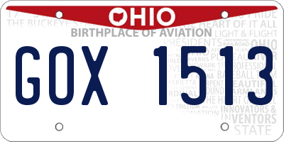 OH license plate GOX1513