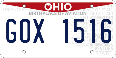 OH license plate GOX1516