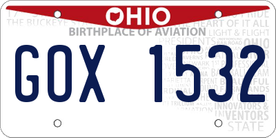 OH license plate GOX1532
