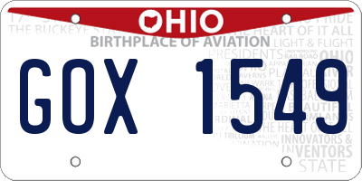 OH license plate GOX1549