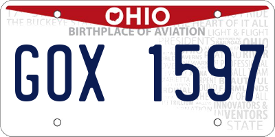 OH license plate GOX1597