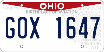 OH license plate GOX1647