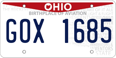 OH license plate GOX1685