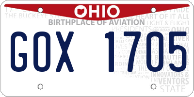 OH license plate GOX1705