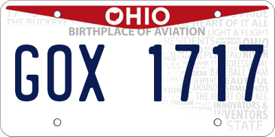 OH license plate GOX1717