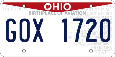 OH license plate GOX1720