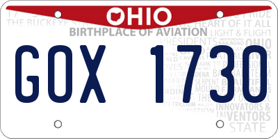 OH license plate GOX1730