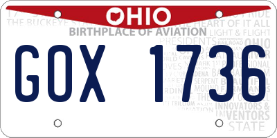 OH license plate GOX1736