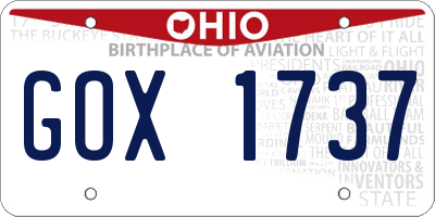 OH license plate GOX1737