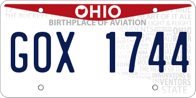 OH license plate GOX1744
