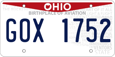 OH license plate GOX1752