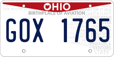 OH license plate GOX1765