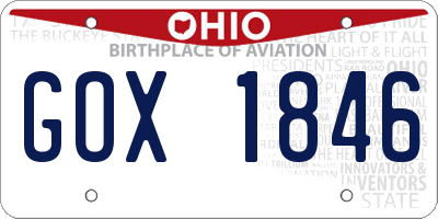 OH license plate GOX1846