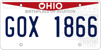 OH license plate GOX1866