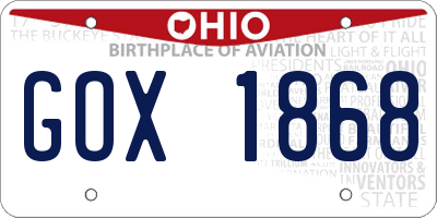 OH license plate GOX1868