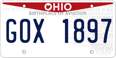 OH license plate GOX1897